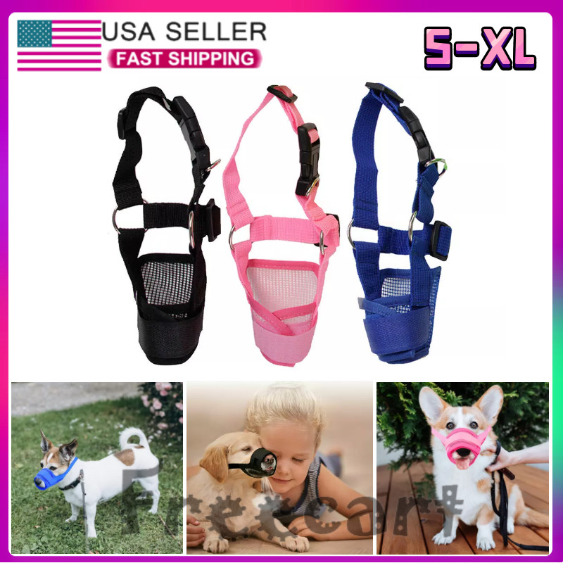 Adjustable Pet Dog Muzzle Mouth Cover Mesh Mask NoBarking Anti Bite Chewing