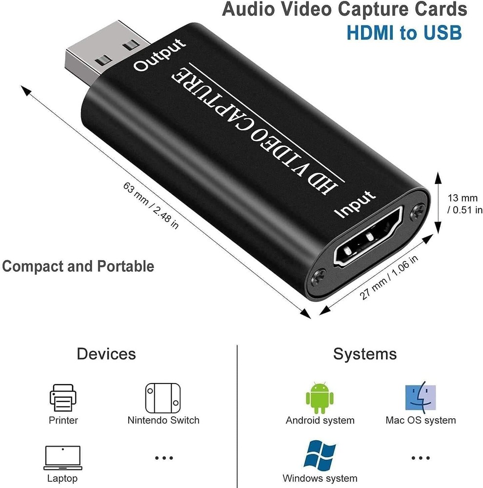 Versatile 4K HDMI Capture Device with 1080p Output for Educators & Streamers