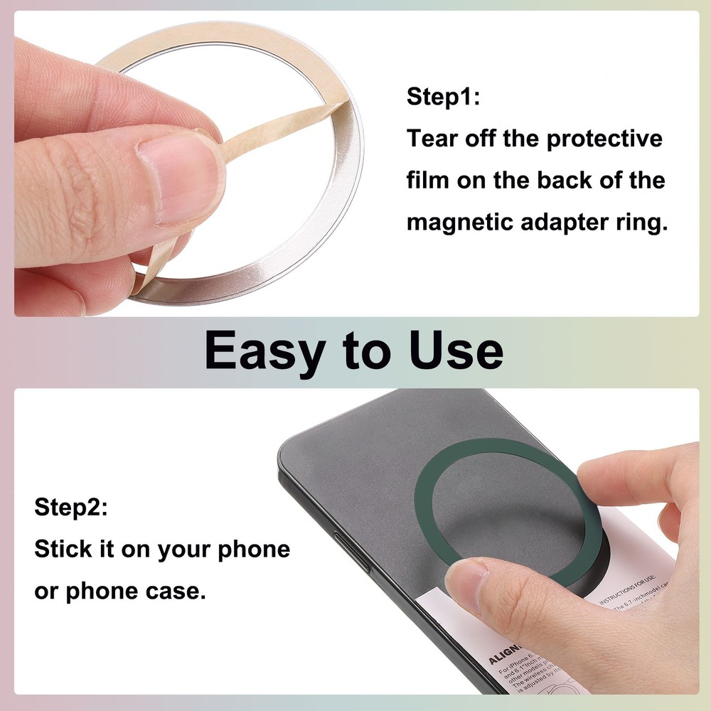 2Pcs Magnetic Sticker Ring, Magnetic Adapter Ring, Green