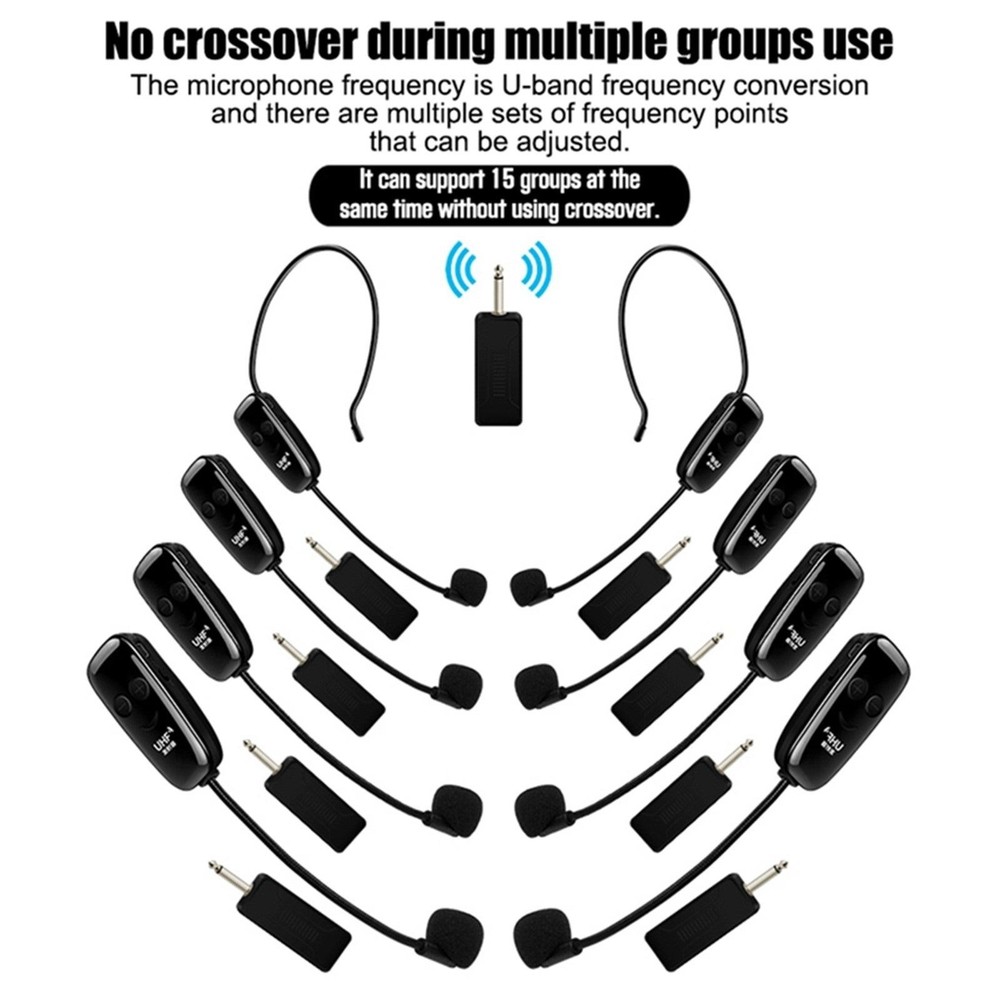 U12F UHF One For Two Wireless Headset Microphone Amplifier Mixer Universal G