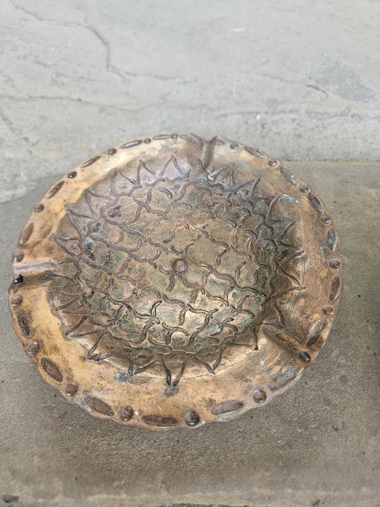 RRR RARE Vintage Hammered Copper Ashtray Solid Copper Hand Made