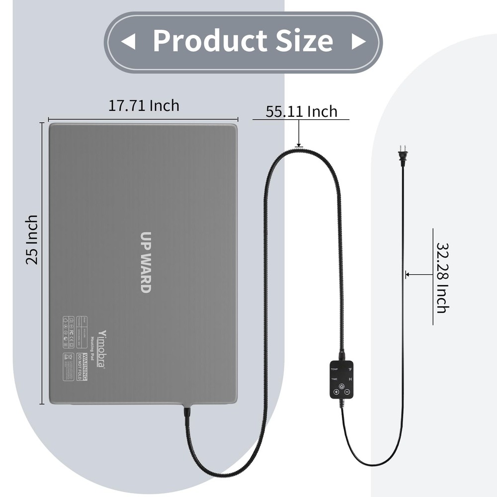 Yimobra Heating Pad for Bathroom Rugs, with Memory Function, 25"x17.5", Grey