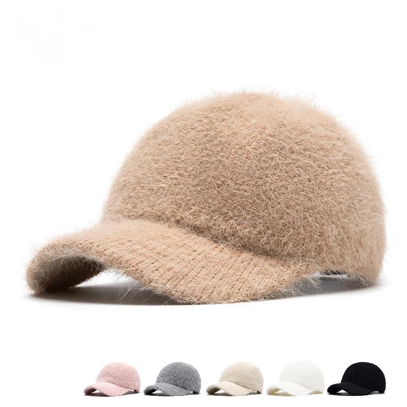Women Winter Warm Wool Baseball Cap Classic Solid Adjustable Duckbill Golf Hat