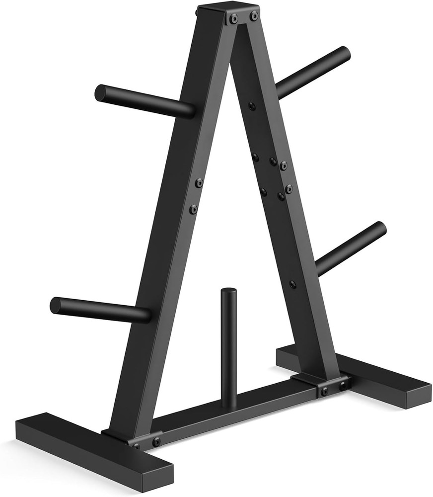 Durable Weight Plate Rack - Compact Olympic Plate Tree Holds 300 lbs