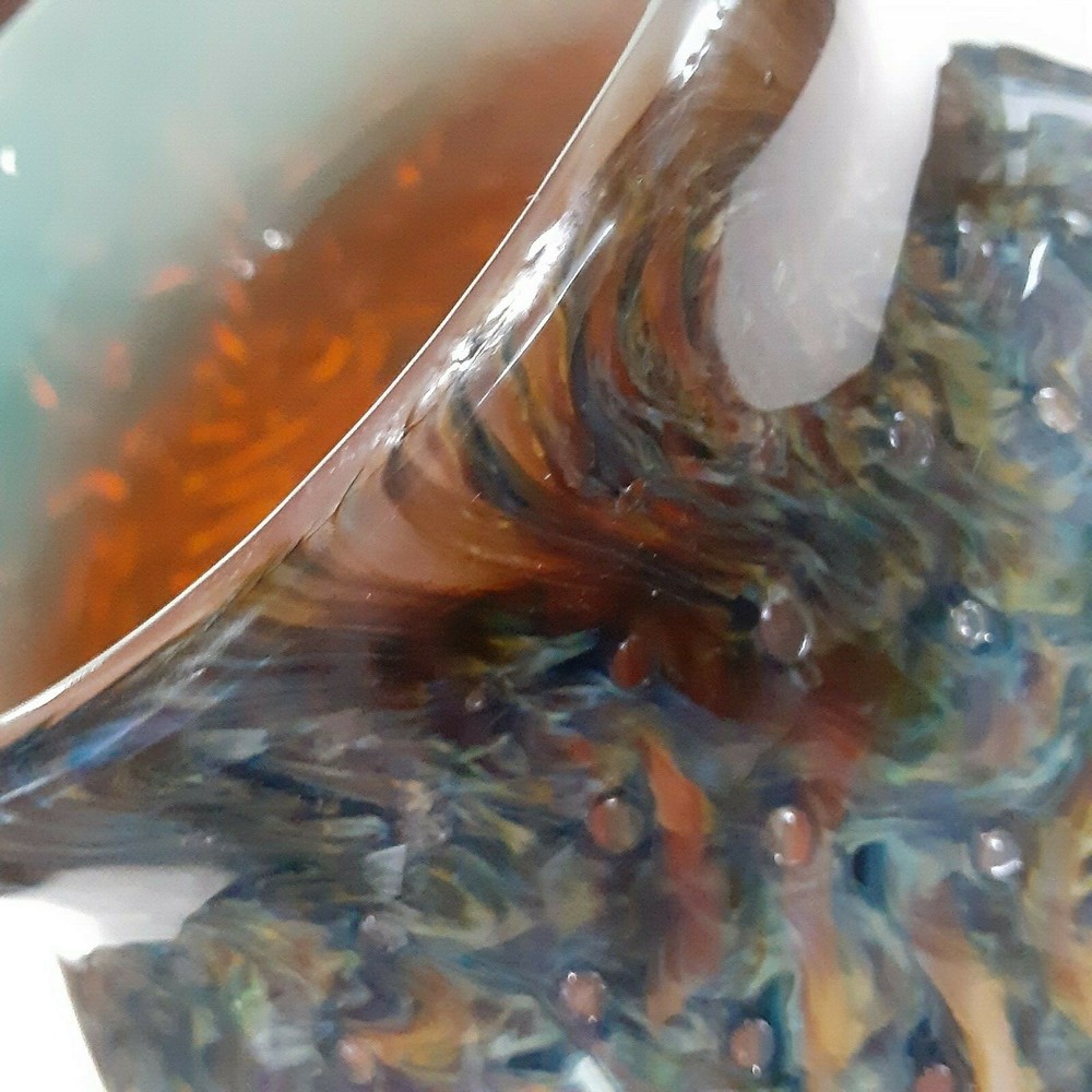 Phillip Jacobs - Hand Blown Glass Vase W/Controlled Bubbles (Signed)