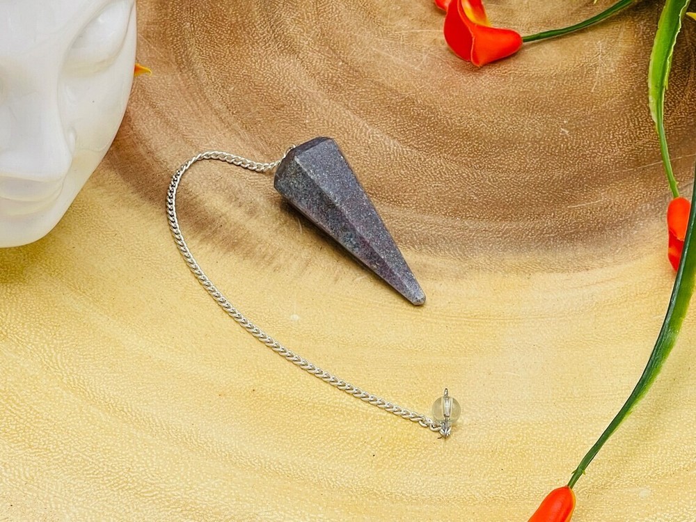 Ruby Kyanite Crystal Pendulum With Silver Plated Chain, Ruby Kyanite Point