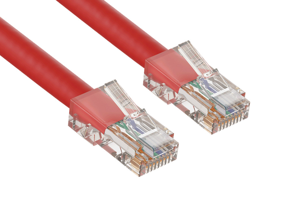 10ft Cat6 UTP Non-Booted Ethernet Network Patch Cable 24AWG Bare Copper, Red
