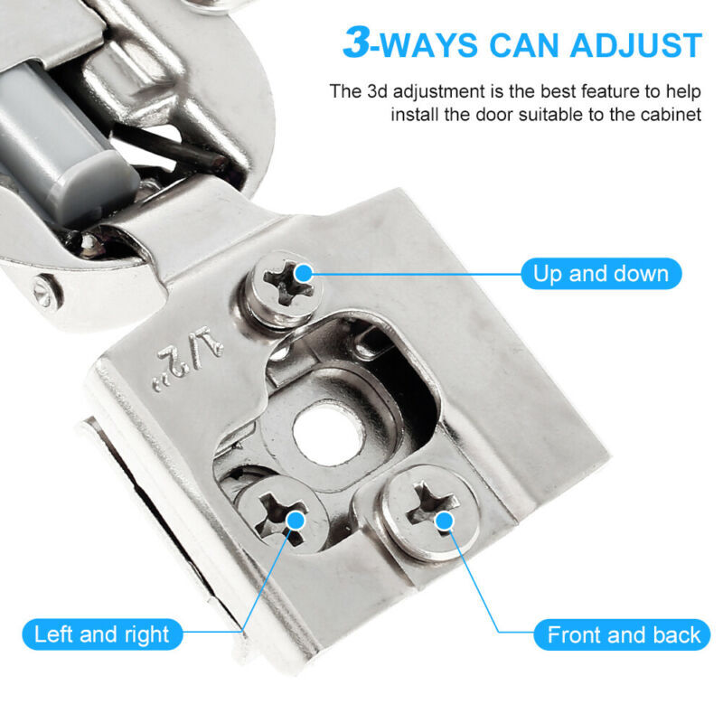 10Pcs 1/2" Overlay Soft Close Hinge Face Frame 105° Compact Cabinet Hinges