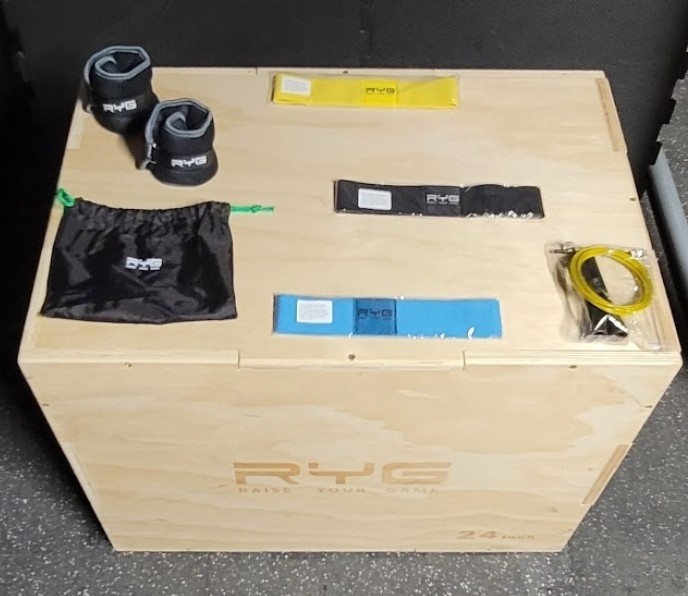 RYG Plyo Step/Riser Set Puzzle Locking Design, Bands, Rope, Ankle Weights
