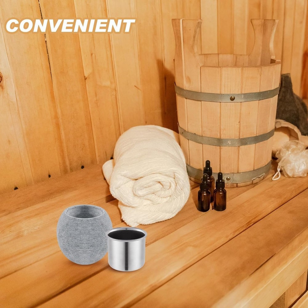 Luxury 2 Pc Granite Sauna Aromatherapy Cups with Stainless Steel Diffusers
