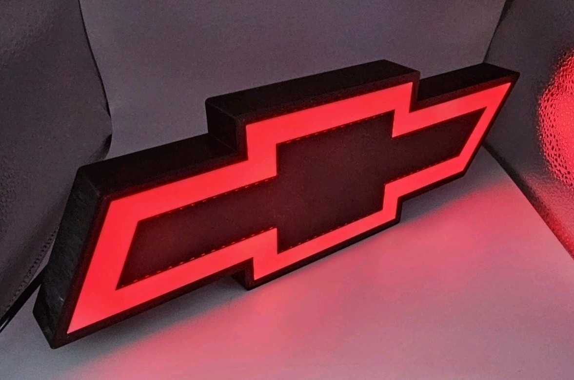 Chevy Chevrolet Light Sign Decor Man Cave Desk LED Lightbox USB Powered shop