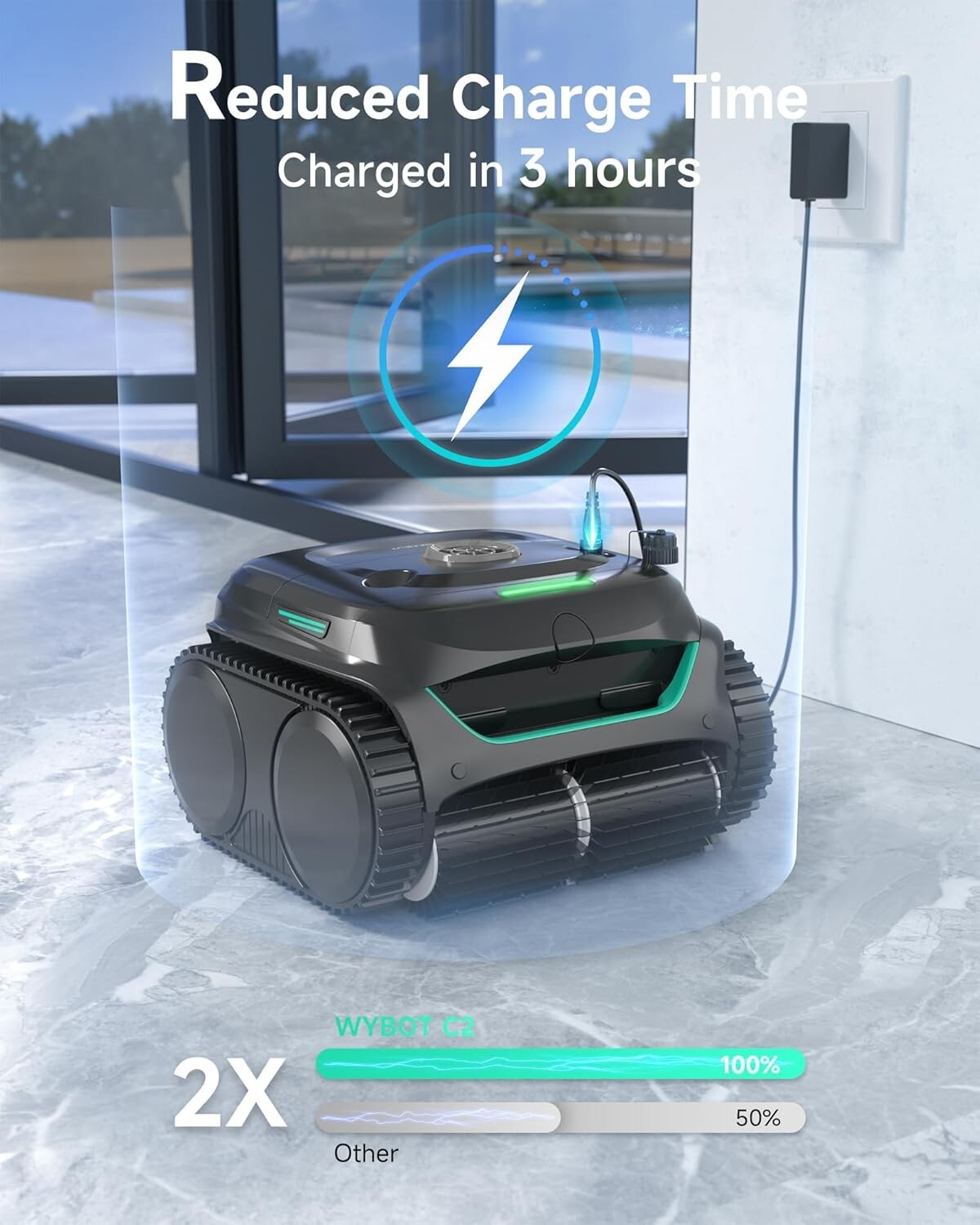 WYBOT C2 Robotic Pool Cleaner, Cordless Pool Vacuum for Inground Pools