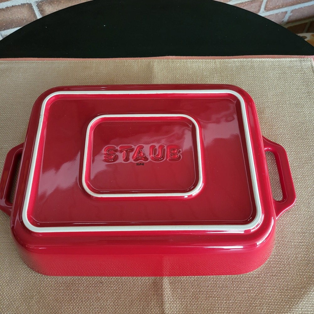 STAUB Ceramique Rectangular Gratin Baking Dish 10.5”x7.5” 2.5qt White NEW