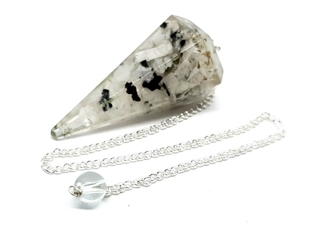 Pendulum Rainbow Moonstone Orgone Dowser Faceted Orgonite Crystal Dowsing