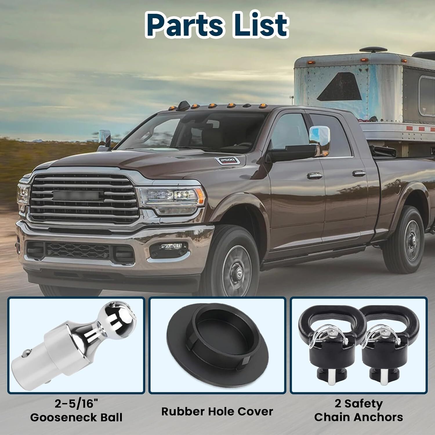 60638 Gooseneck Hitch Ball Kit Compatible With Dodge Ram 2500 3500 2013-2024