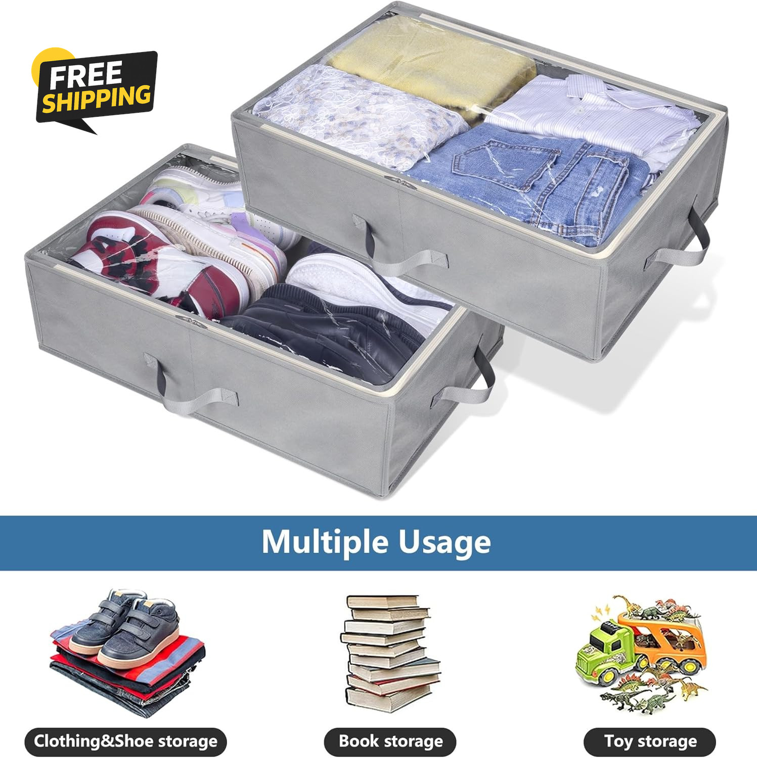 Large Hat Storage Box for Baseball Caps Holds up to 50 Caps Wide Organizer fGrey