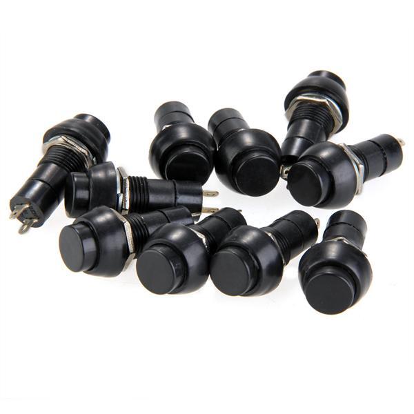 10x On/Off Push Button Bolt-On Switch Black Button Push-To-Make Self-Locking 12V