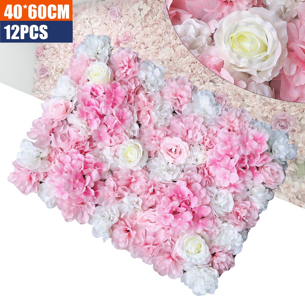 12PCS Artificial Flower Wall Panel Artificial Flower Wall Floral Backdrop Decor