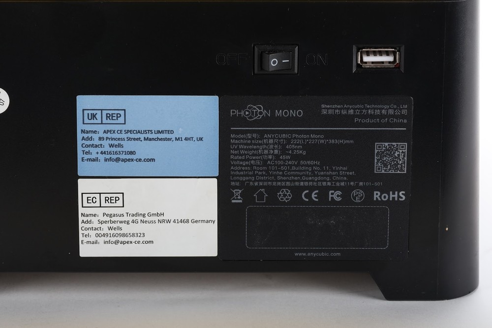 Anycubic Photon Mono Resin 3D Printer - No Power Supply
