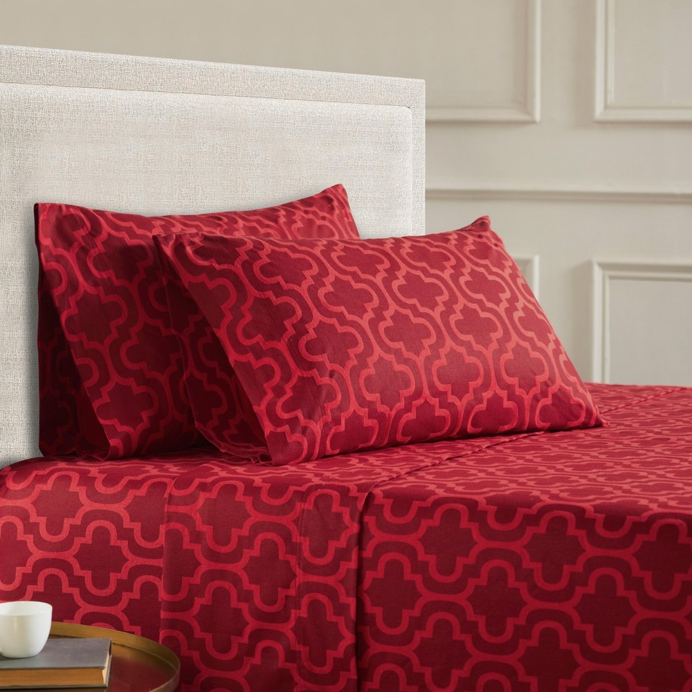 Flannel Cotton Trellis Deep Pocket Bed Sheet Set