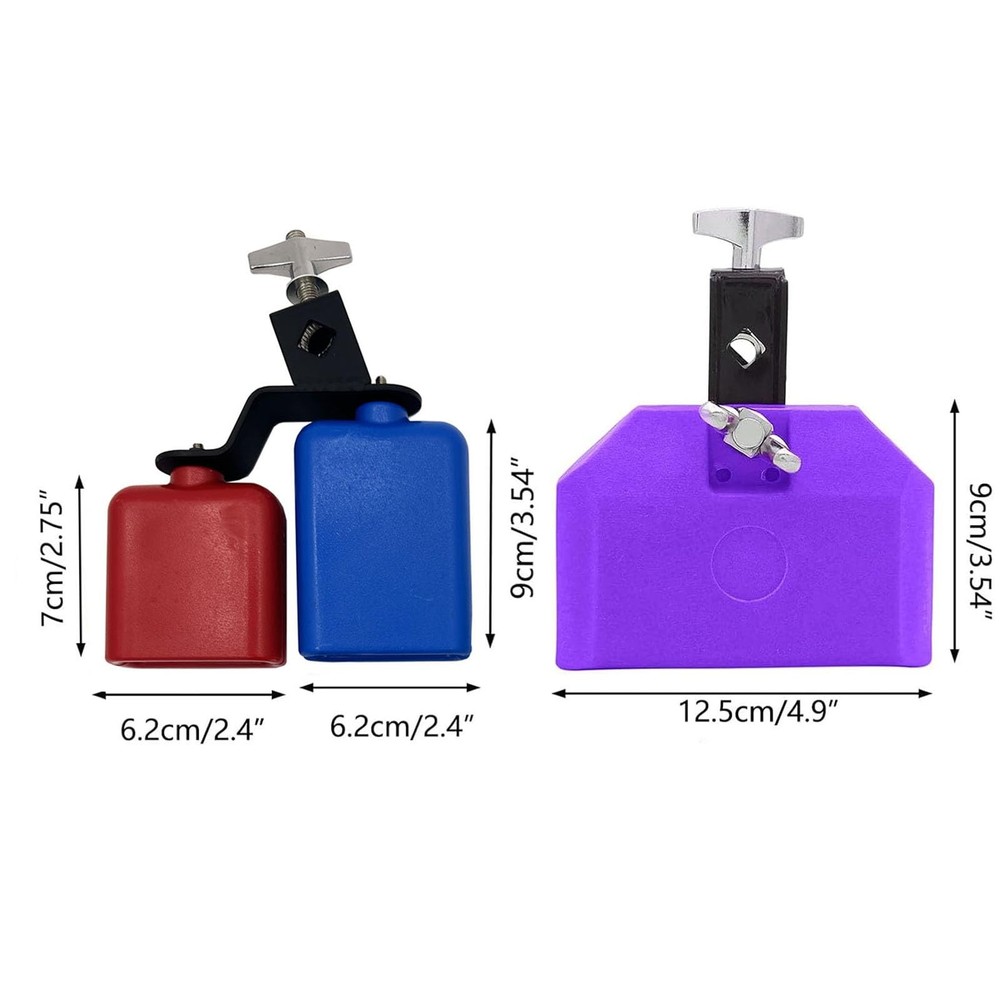 2Pcs Percussion Jam Block with Cowbell Mount Holder Include Plastic High and ...