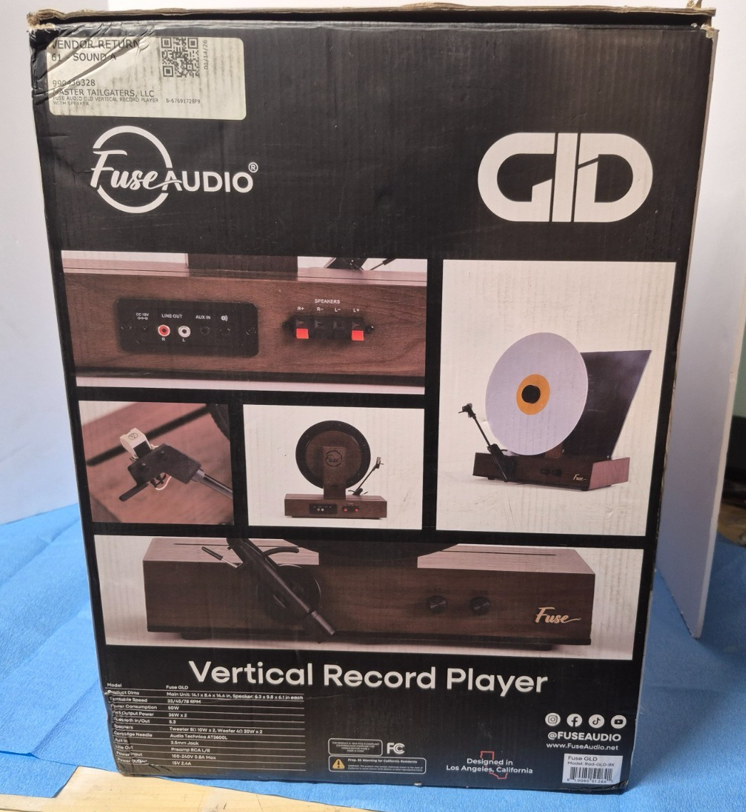 Fuse Audio GLD Vertical Record Player with Speakers *NIB* Black Trim