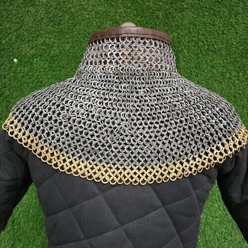 Chainmail Collar 9 MM Flat Riveted With Brass Ring Zig Zag Bishops Mantle