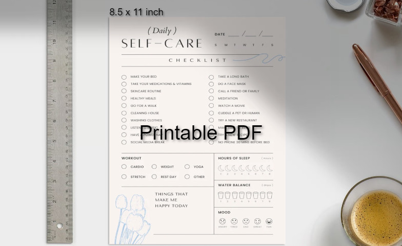Self Care Daily Planner Printable PDF