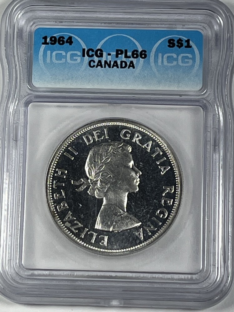 1964 Canada Silver Dollar : ICG PL66