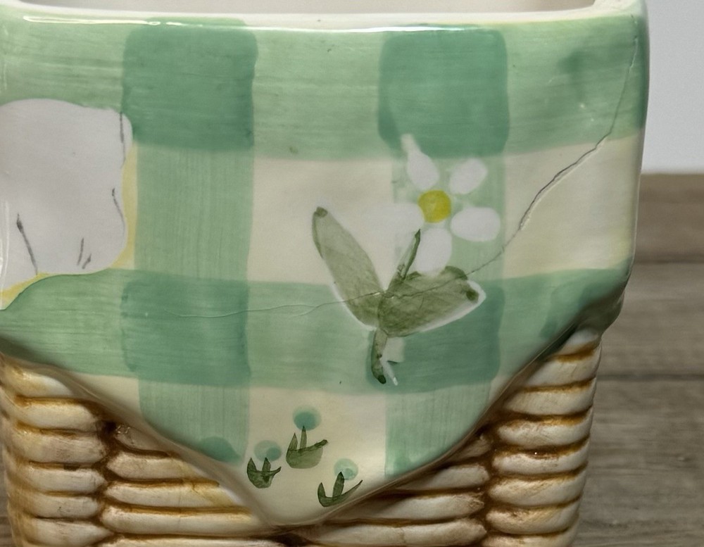 Vintage Easter Bunny Spring 3D Basket & Box WCL Ceramic Set Cottagecore Tabletop