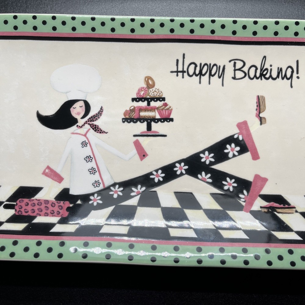 Certified International Chefanista 15" Rectangular Handled Platter happy Baking