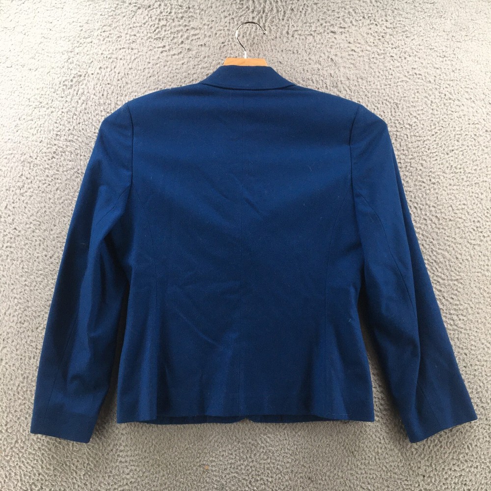 Pendleton Blazer Mens 12 Solid Blue Wool Collared Long Sleeves Front Buttons