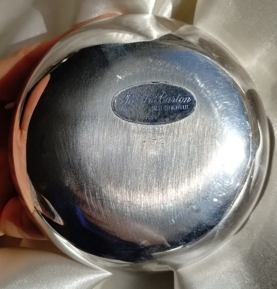 Vtg Reed & Barton TEAL GREEN Silver Plate Enamel Bowl small trinket candy 192