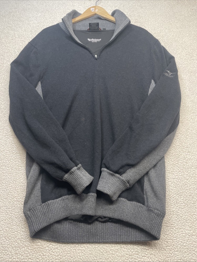 Mizuno Sweater Mens L Gray WindLite Flex Quarter Zip Windproof Pullover