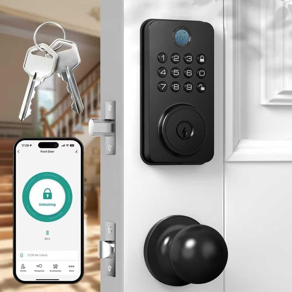 App-Controlled Keyless Entry Lock – Fingerprint Recognition, Backup Key Included