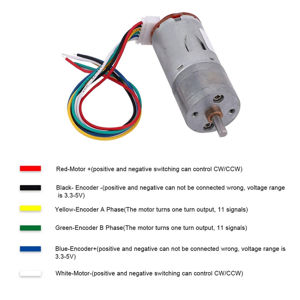 12V Motor with Encoder, DIY Encoder Gear Motor with Mounting Bracket 65mm Whe...