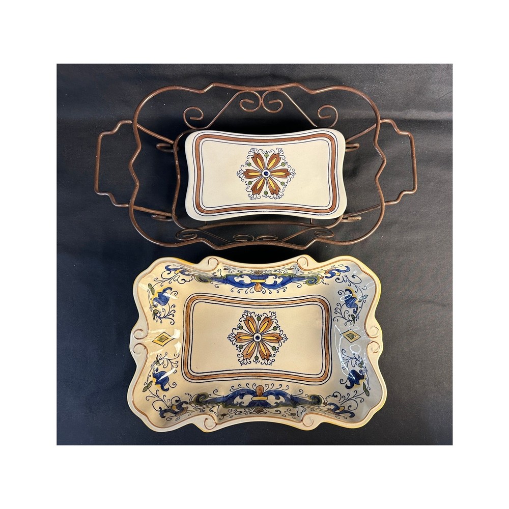 Temptations Old World Tuscany Ceramic Baking/Serving Dishes with Rack & Trivet