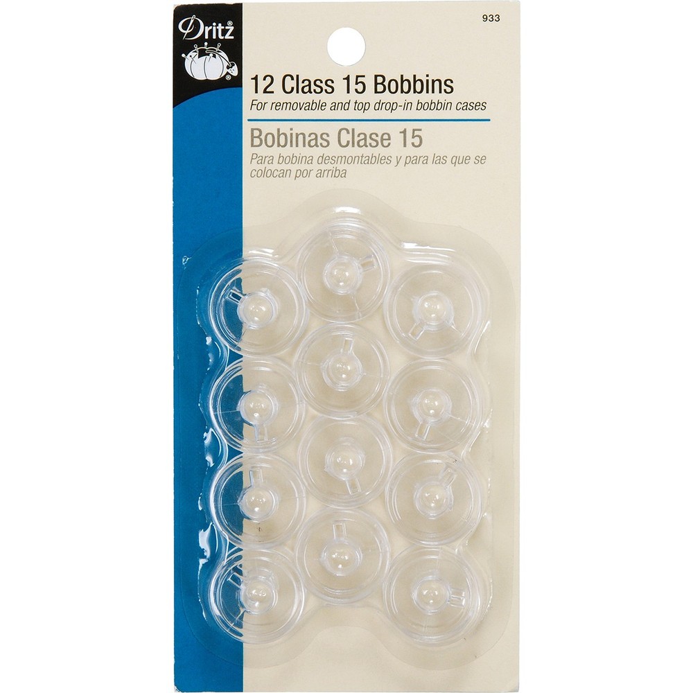 Dritz 933 Plastic Class 15 Bobbins-12/Pkg