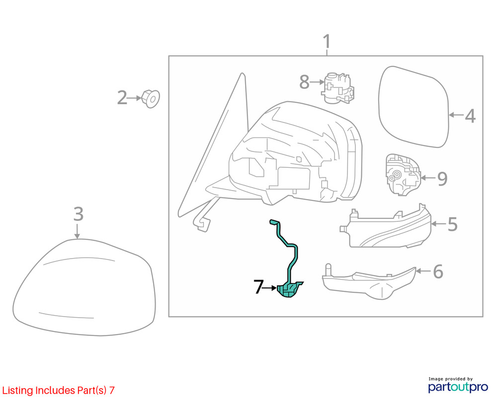 18 NISSAN ARMADA CAMERA SIDE VIEW MIRROR MOUNTED 284193EV3A