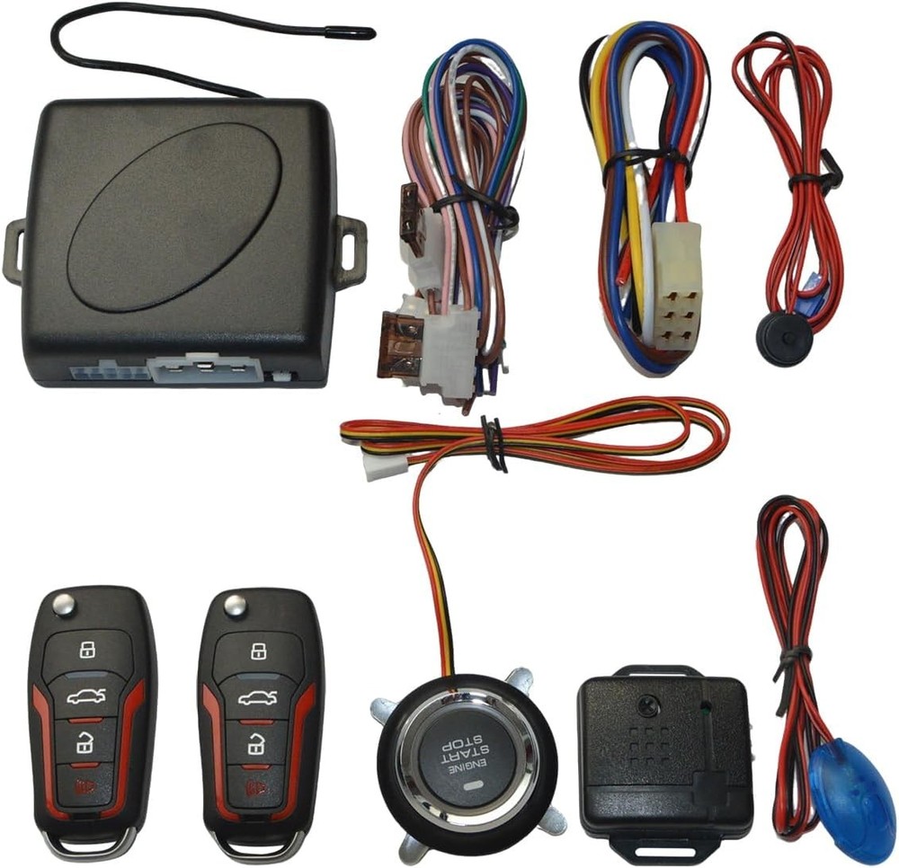 Car Alarm System with Remote Start and Push to Start Ignition Kit, Car Keyless