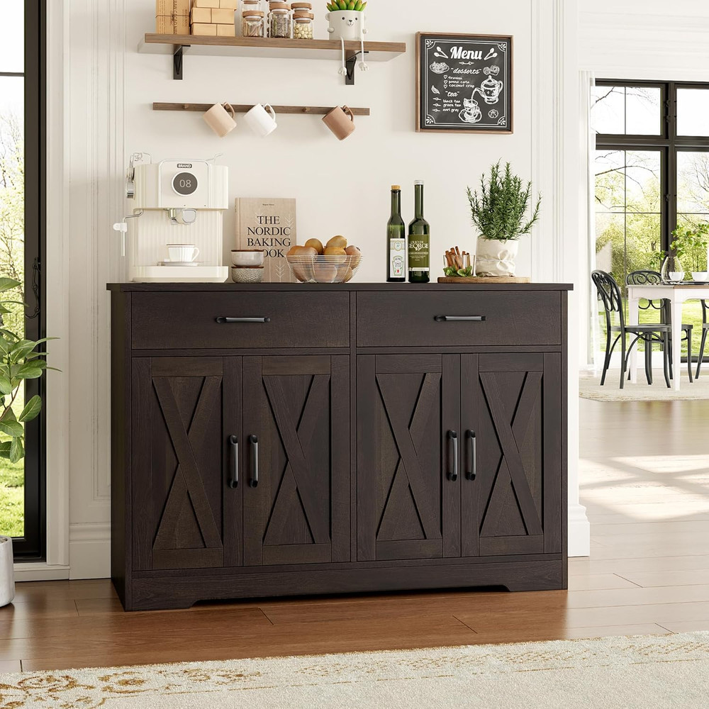 HOSTACK Buffet Cabinet with Storage, 47.2" Kitchen Sideboard Buffet with Drawers