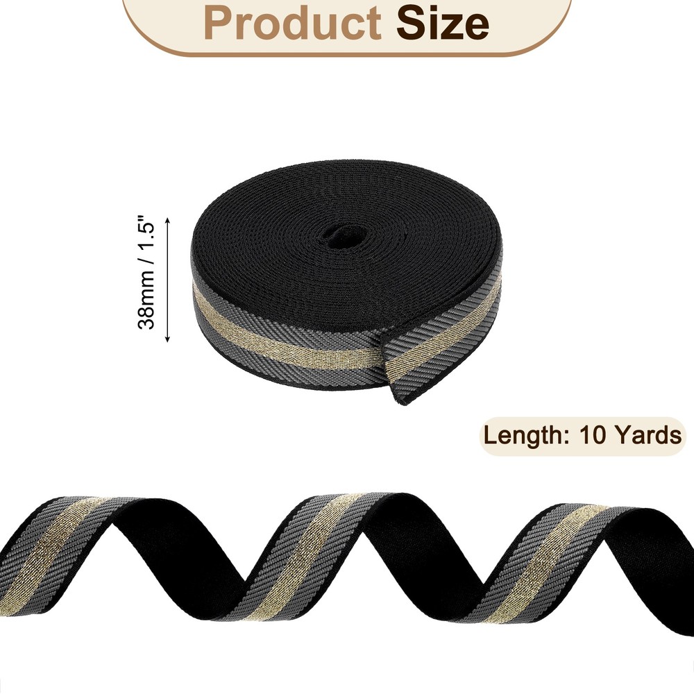 10Yards Nylon Webbing Strap, 38mm Striped Webbing Bag Strap, Gray