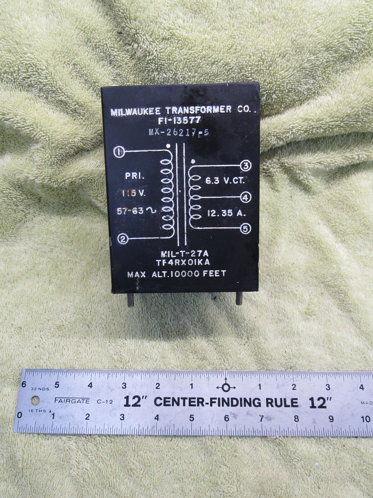 TF4RX01KA Milwaukee Transformer 115v 6.3v 12.35a For Tube Amp FI-13577 MIL-T-27A