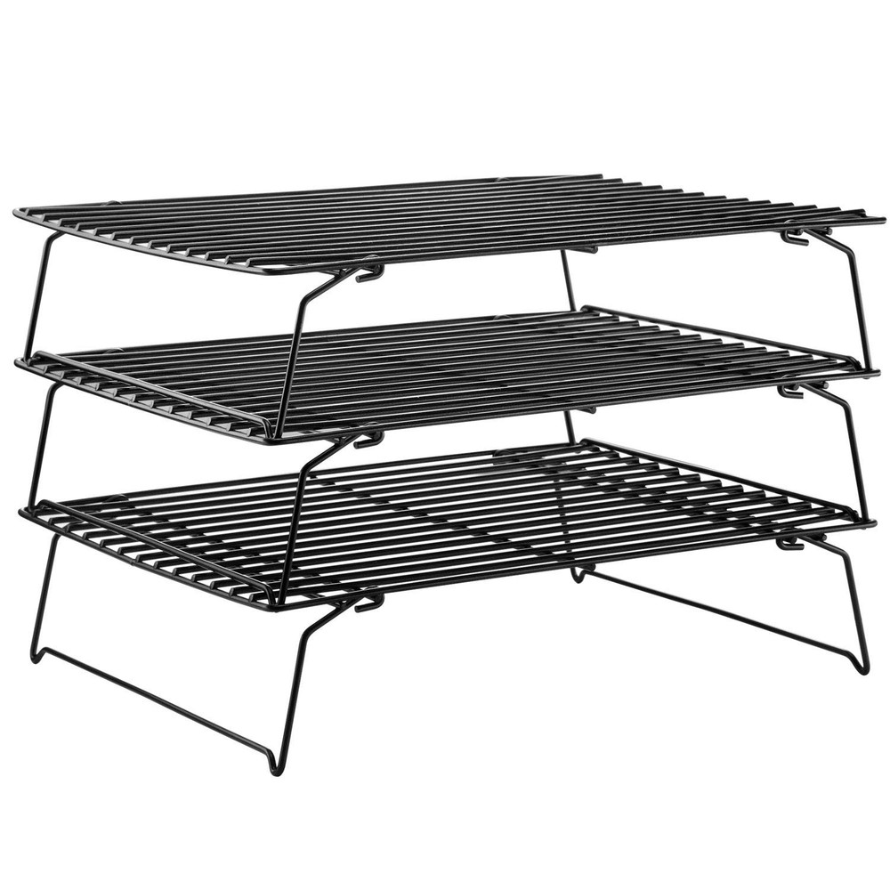 Baking and Cooling Rack Set, 13.5-Inch 3-Tier Non-Stick Stackable Collapsible...