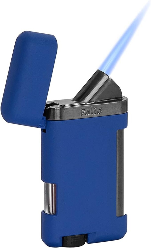 Palió Lazio Single Angled Jet Flame Cigar Lighter, Refillable Adjustable, Blue