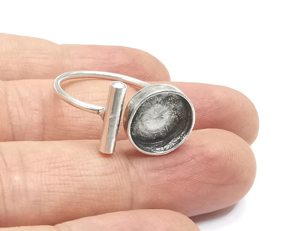 Round Blanks Silver Rod Ring Setting Cabochon Mounting Adjustable Ring Base