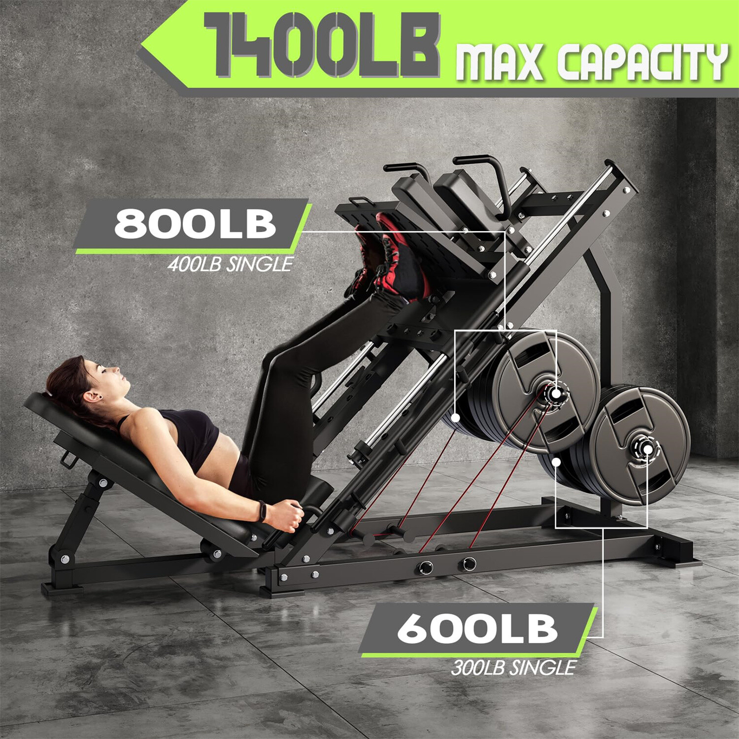 Leg Press Hack Squat Machine 2 in 1 Leg Press Machine for Home Gym Profession US