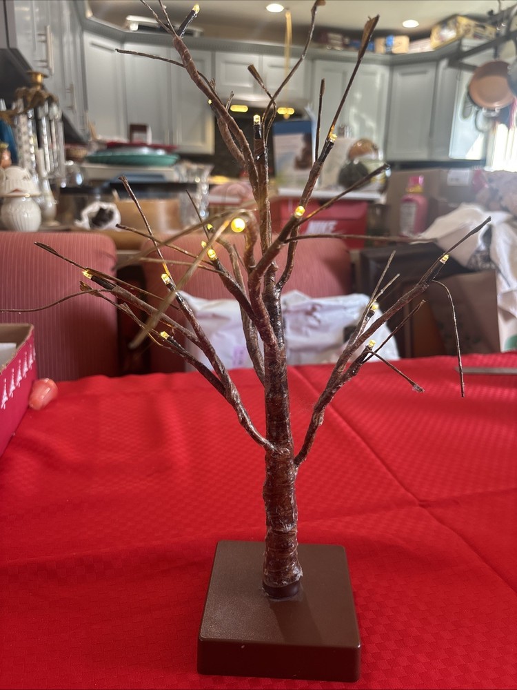 LED Lighted Brown Twig Tabletop Tree Battery Operated