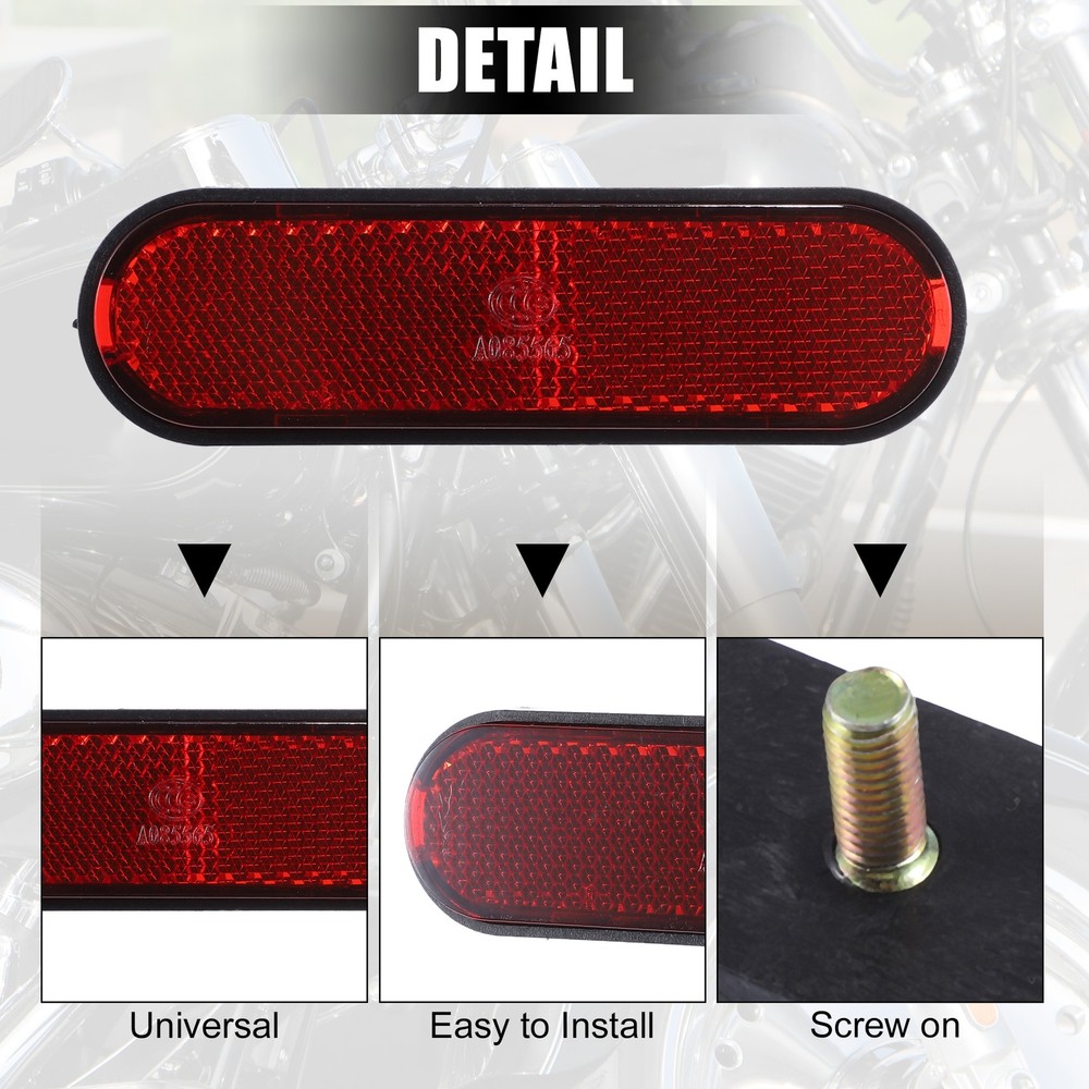4pcs M6x1.0 Red Rectangular Screw Mount Reflective Warning Reflector with Nut