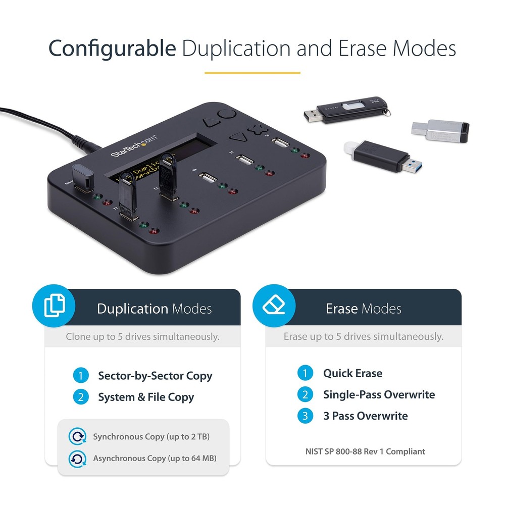 StarTech Standalone 1:5 USB Flash Drive Duplicator and Eraser